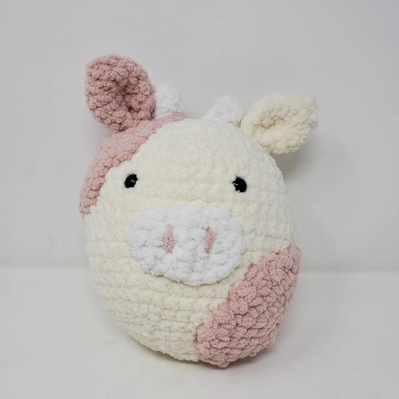 Rare Handmade Crochet Baby Cow Stuffed Plush Animal - Picture 1 of 8